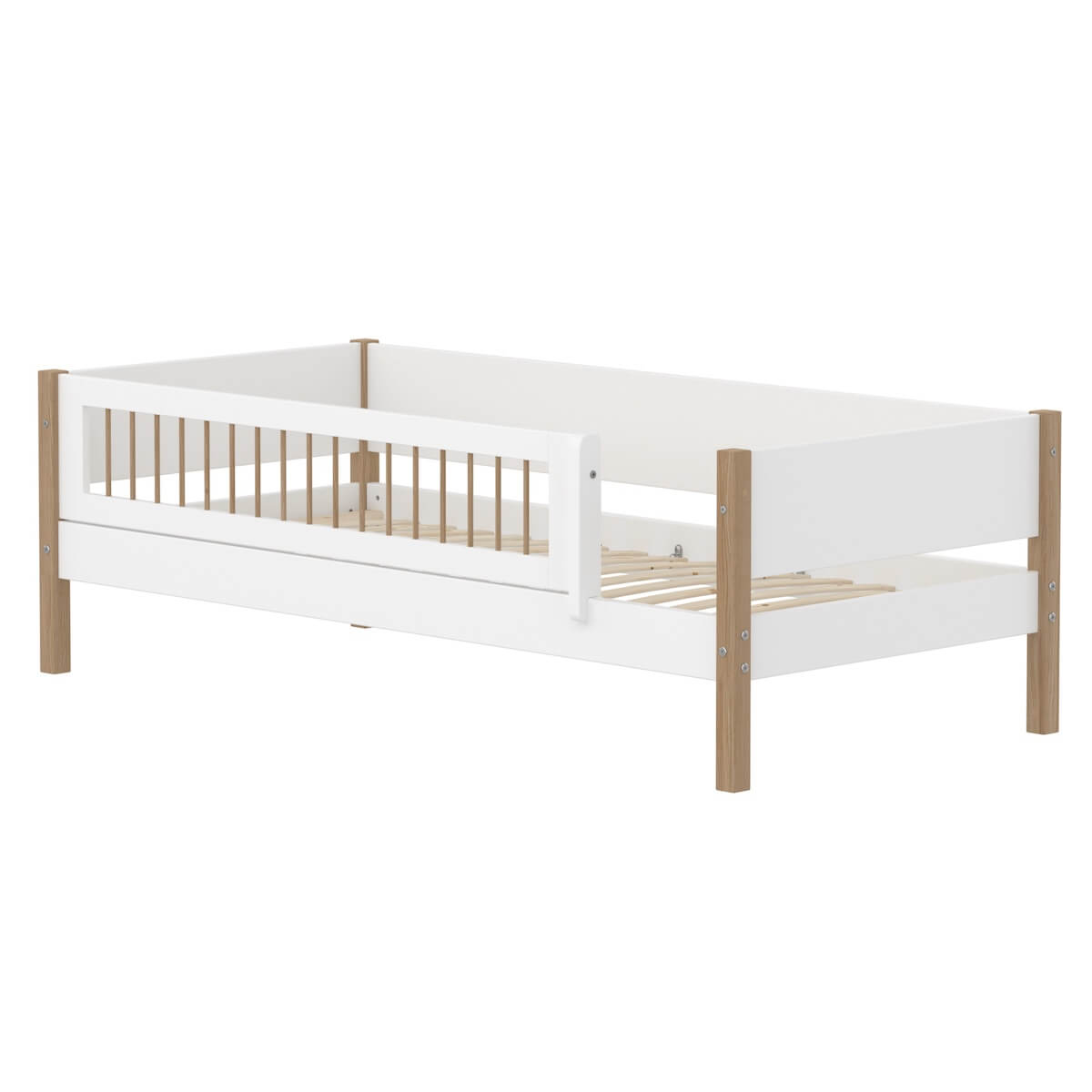 Cama-sofá 90x200cm barrera barras NOR Flexa blanco-roble