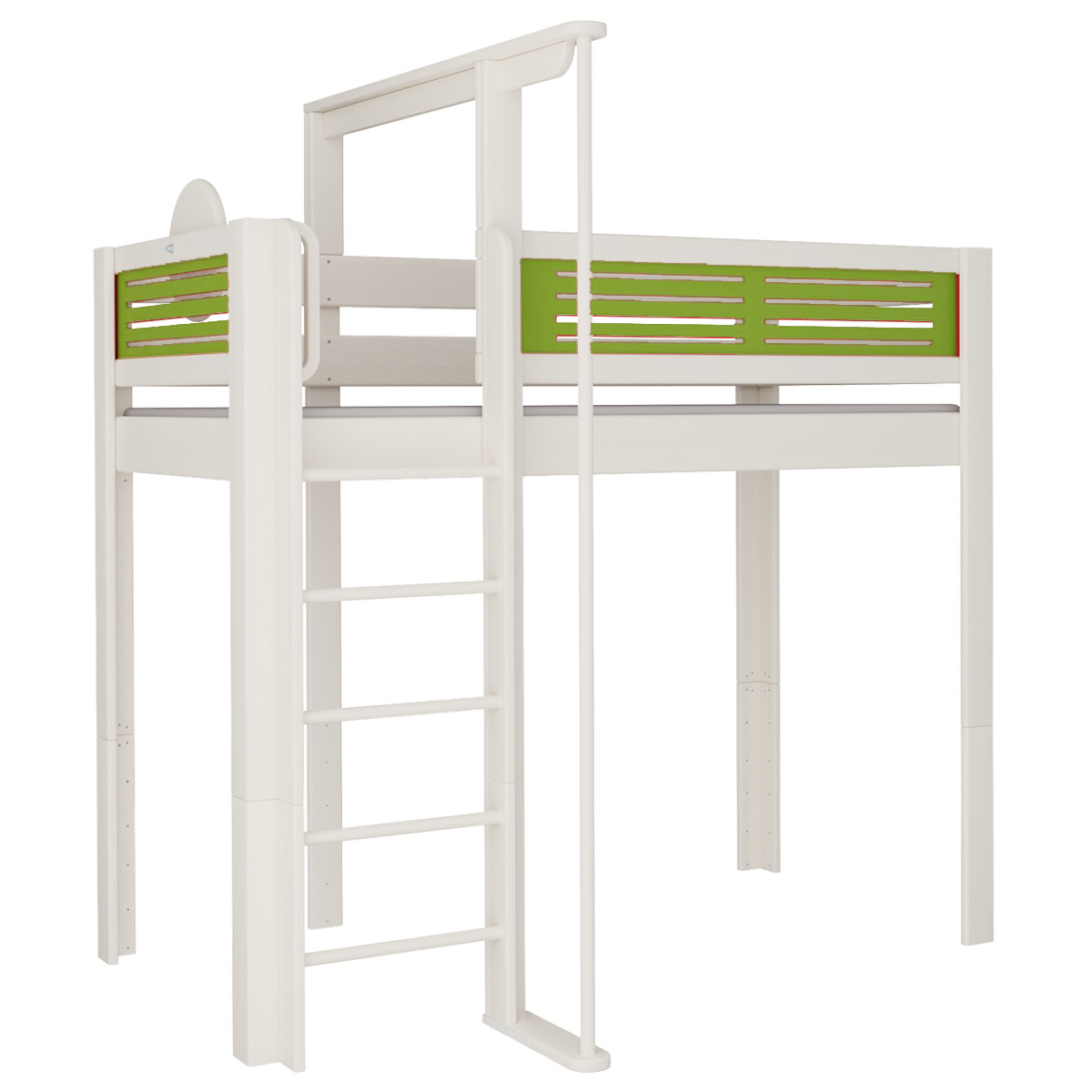 Cama Tatü alta barra deslizante DELUXE de Breuyn blanqueada-verde