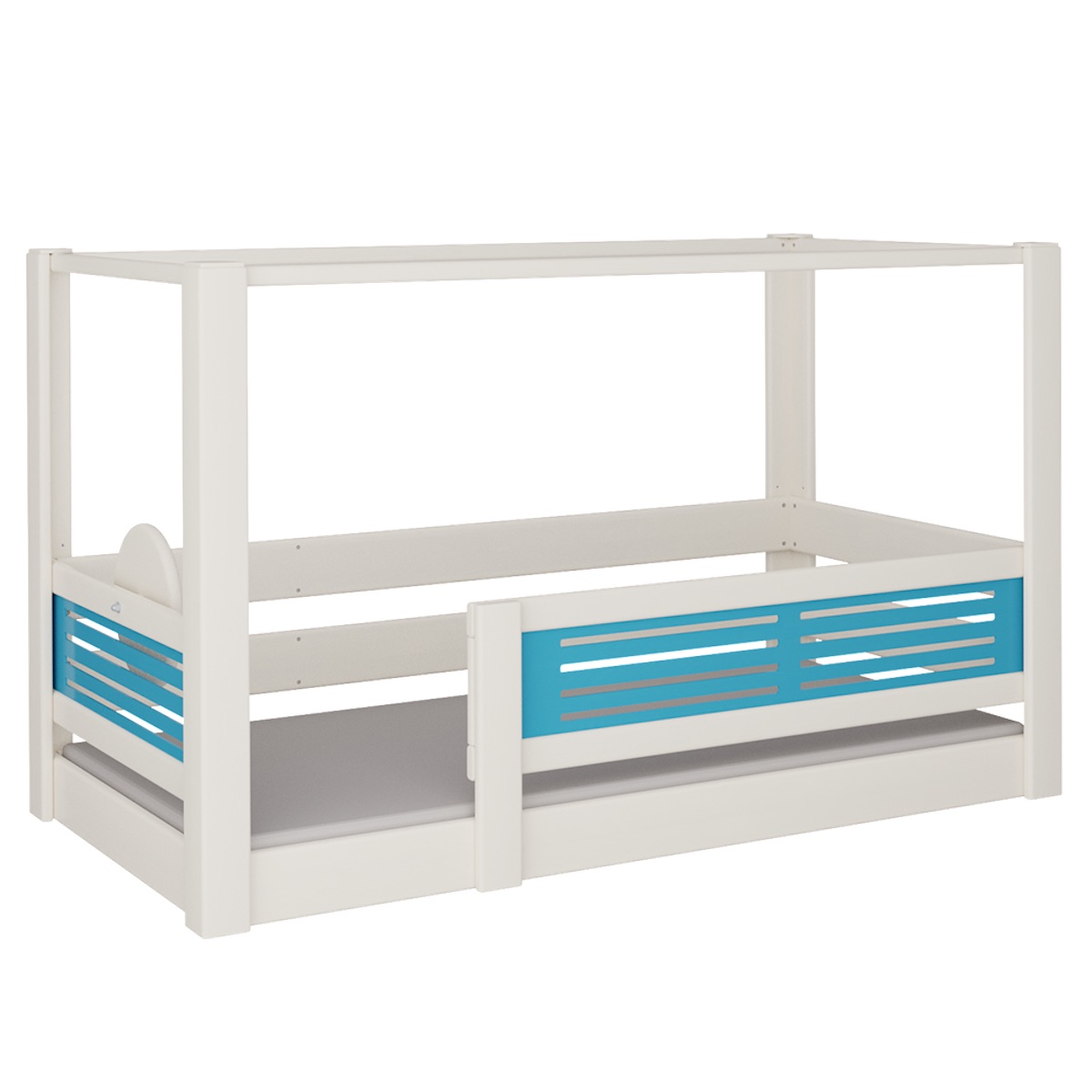 Cama Tatü con dosel DELUXE de Breuyn blanqueada-azul