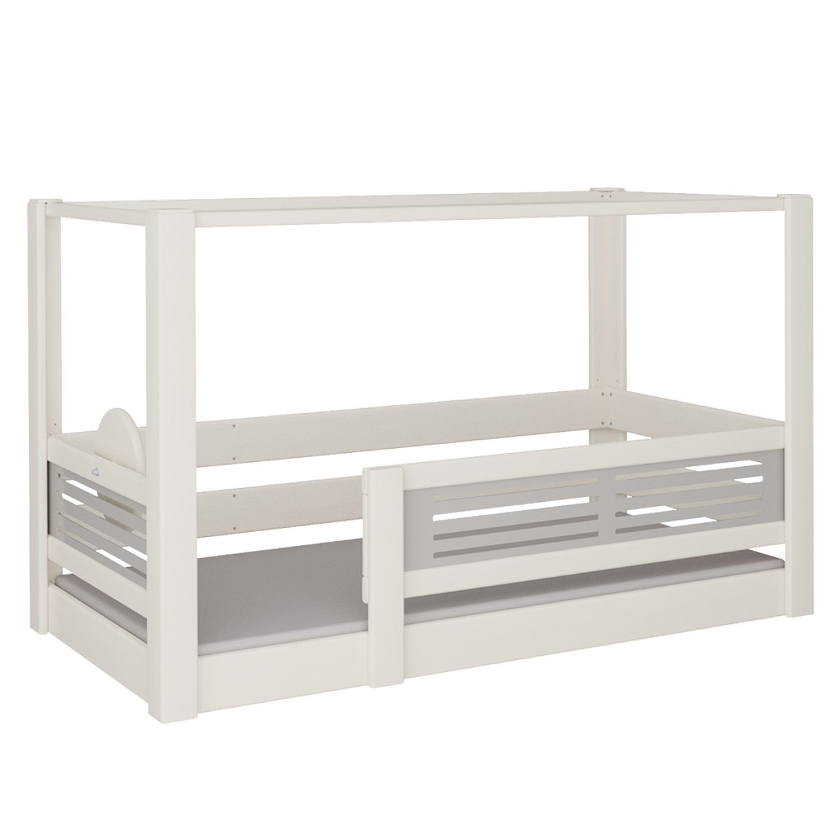 Cama Tatü con dosel DELUXE de Breuyn blanqueada-gris