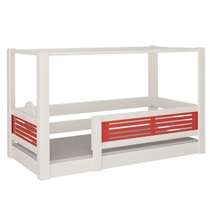 Cama Tatü con dosel DELUXE de Breuyn blanqueada-rojo