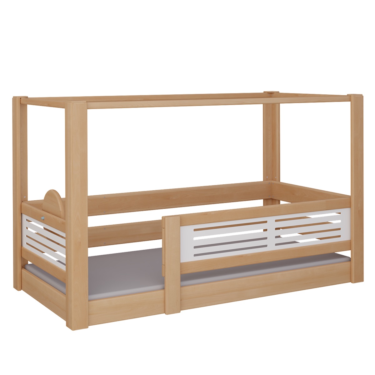 Cama Tatü con dosel DELUXE de Breuyn natural-blanqueada