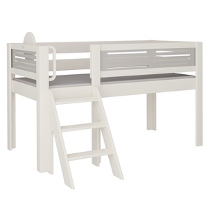 Cama Tatü media alta escalera DELUXE de Breuyn blanqueada-gris
