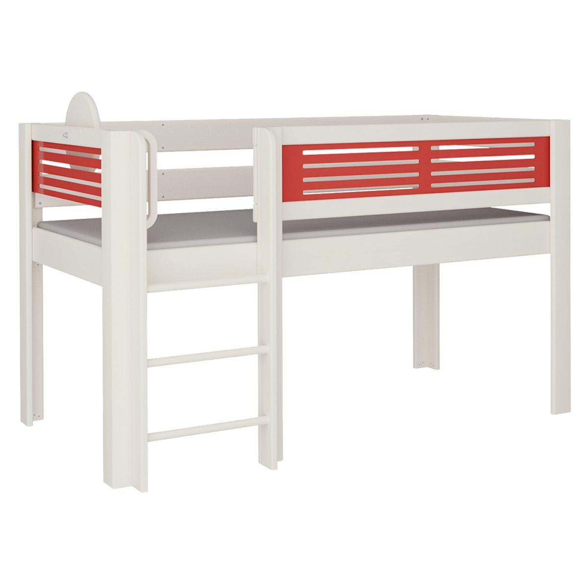 Cama Tatü media alta escalera DELUXE de Breuyn blanqueada-rojo