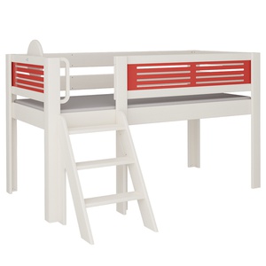 Cama Tatü media alta escalera DELUXE de Breuyn blanqueada-rojo