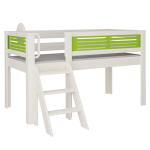 Cama Tatü media alta escalera DELUXE de Breuyn blanqueada-verde