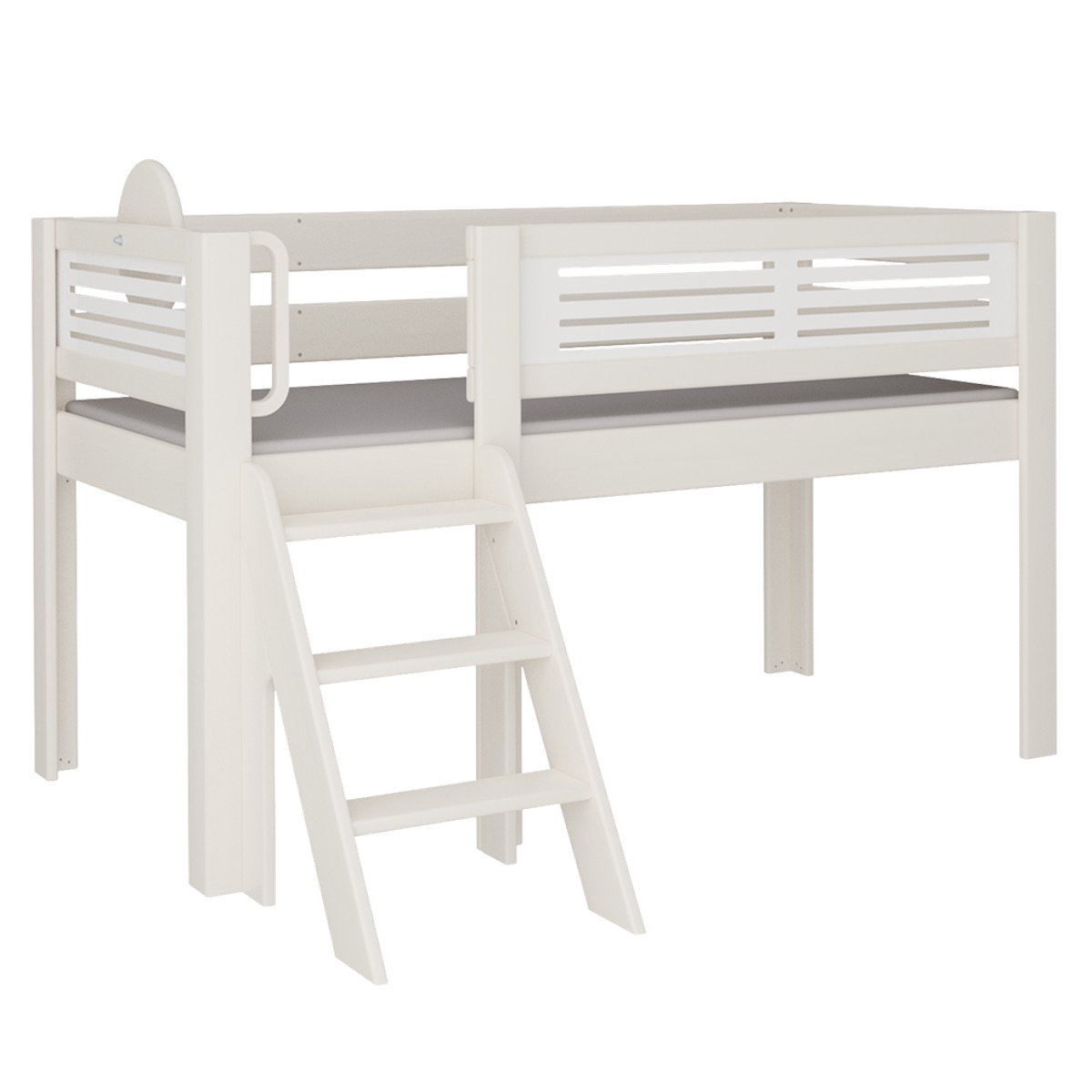 Cama Tatü media alta escalera DELUXE de Breuyn blanqueada