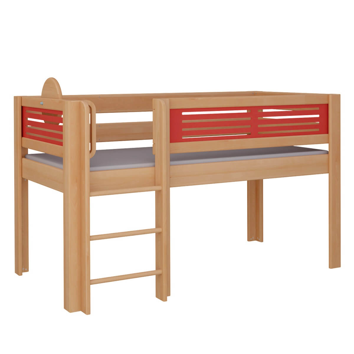 Cama Tatü media alta escalera DELUXE de Breuyn natural-rojo