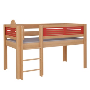 Cama Tatü media alta escalera DELUXE de Breuyn natural-rojo