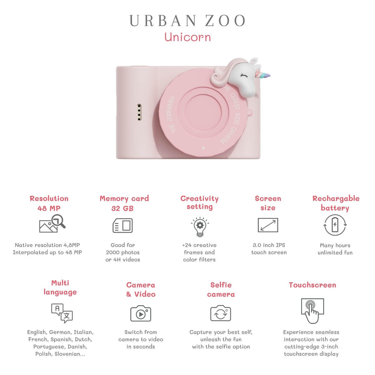 Cámara digital URBAN ZOO Zoofamily Unicorn