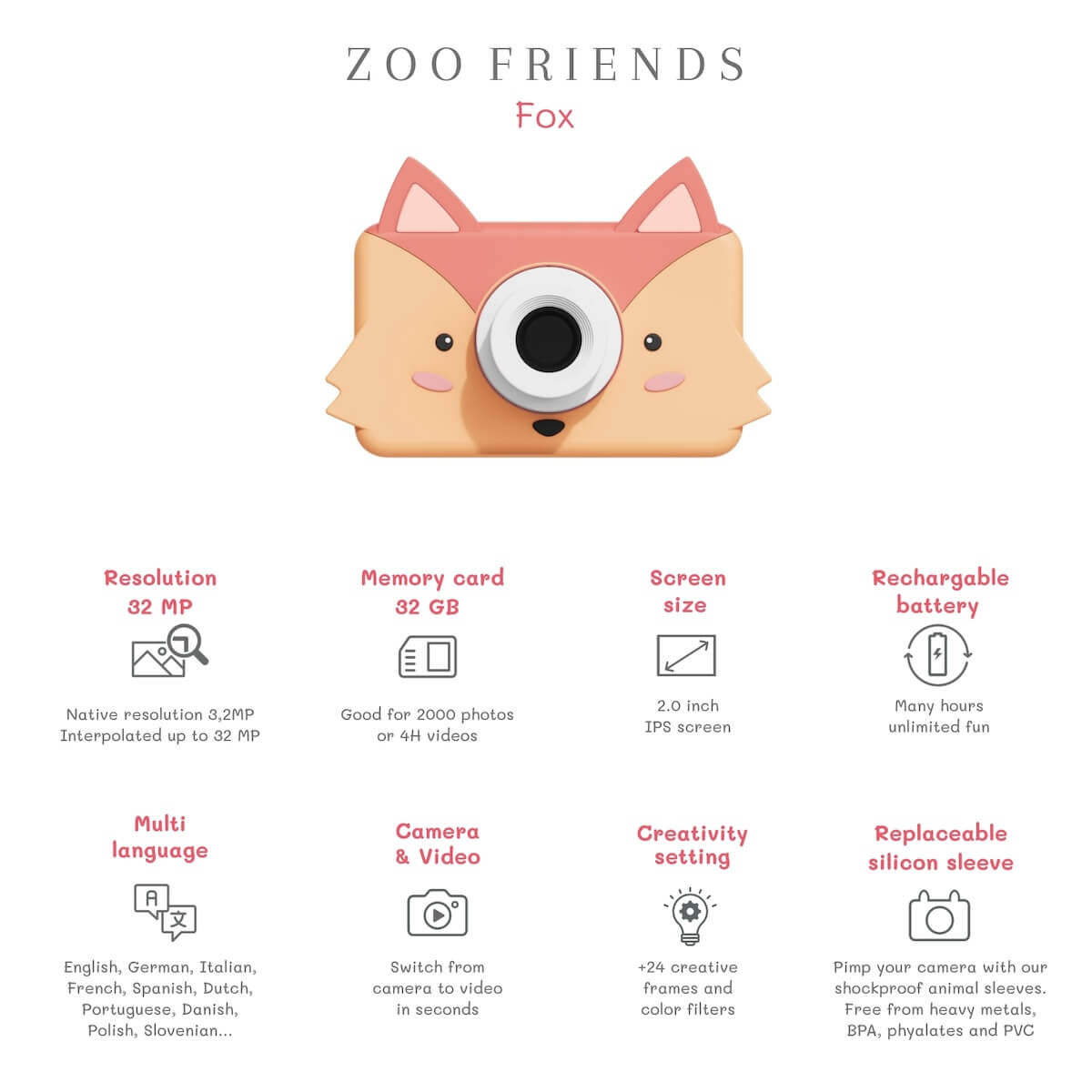 Cámara digital ZOO FRIENDS Zoofamily Fox