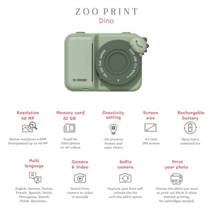 Cámara digital ZOO PRINT Zoofamily Dino Green