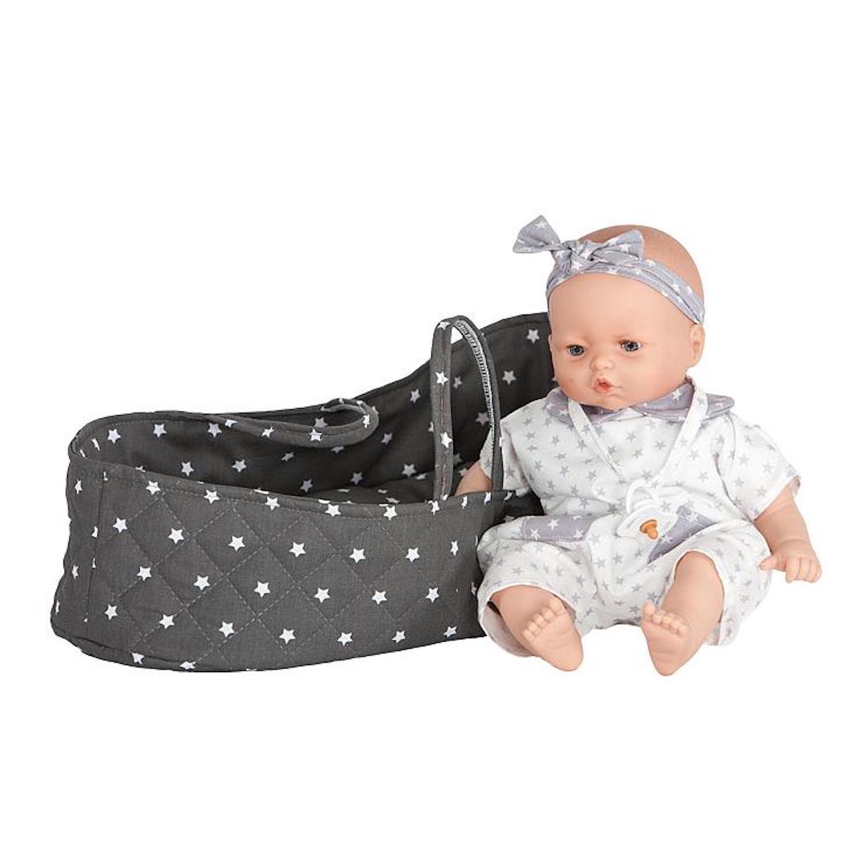 Capazo muñeca 36cm STARS gris