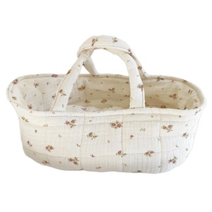 Capazo muñecas 26cm BOBBLE flores rosa