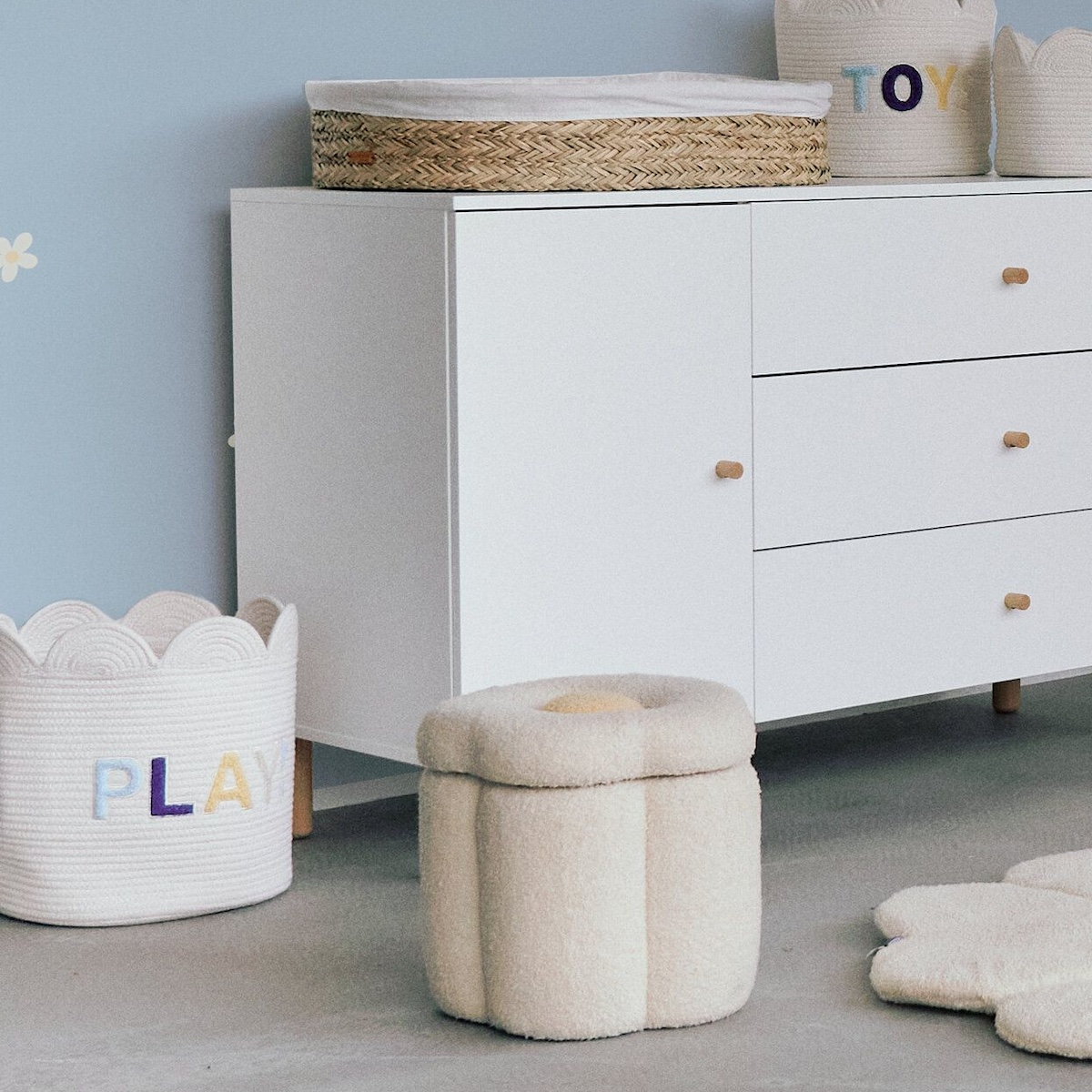 Cesta 30x30cm FLOWER Childhome offwhite