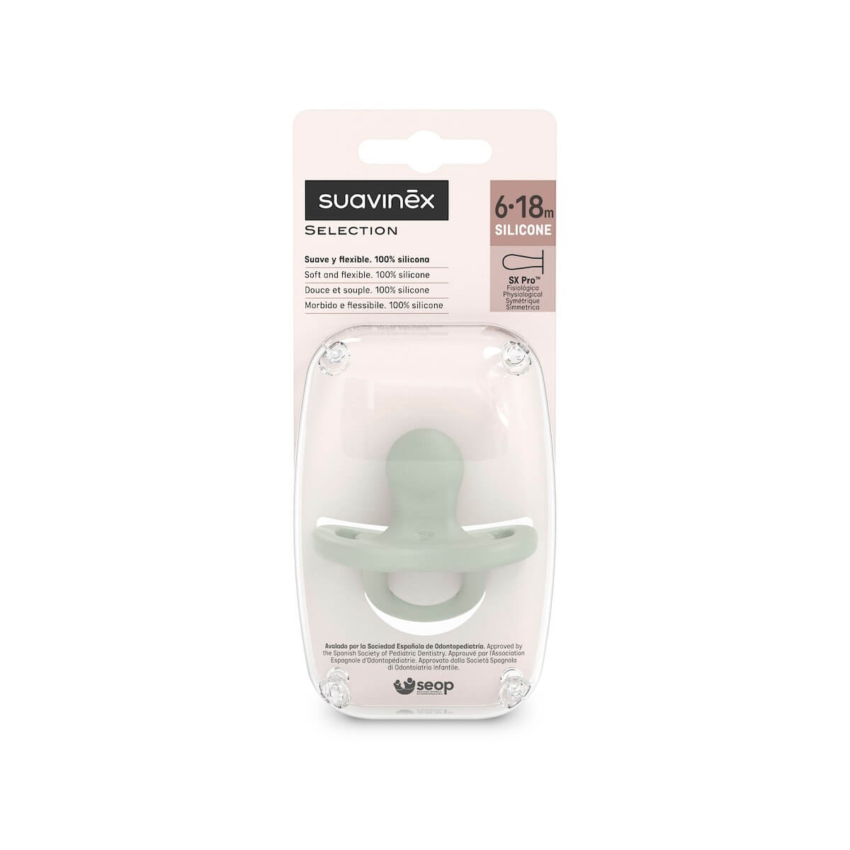 Chupete silicona 6-18m COLOUR ESSENCE Suavinex verde