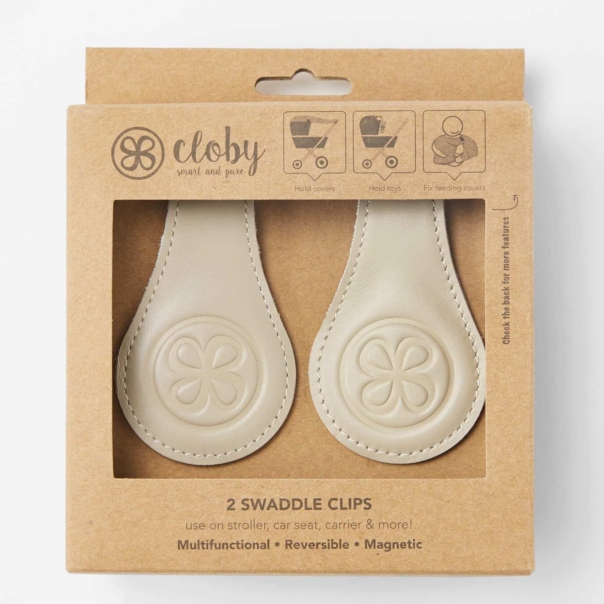 Clips cuero cochecito 2uds Cloby beige