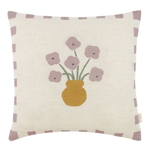 Cojín cuadrado 40x40cm VIBES Nobodinoz French Linen lilac checks flowers