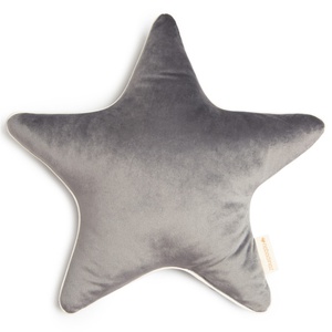 Cojín estrella terciopelo 40x40cm ARISTOTE Nobodinoz slate grey