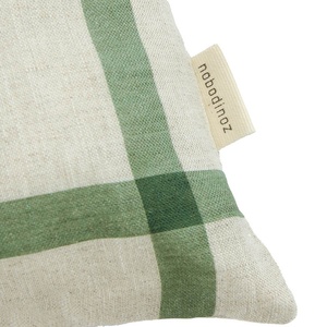 Cojín rectangular 44x25cm VIBES M Nobodinoz French Linen green windowpane bird