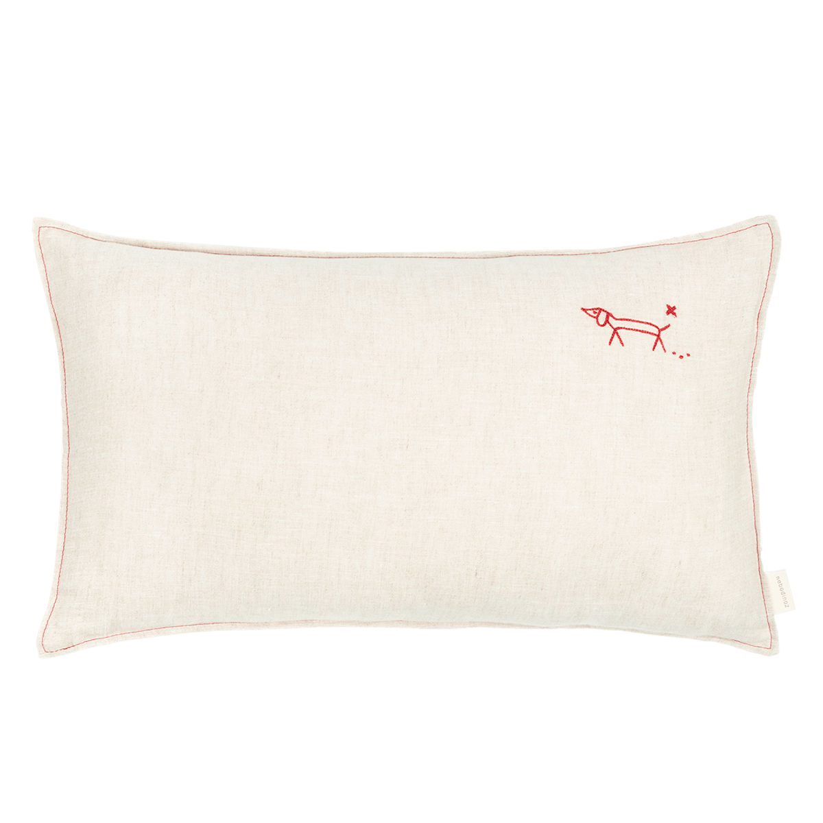 Cojín rectangular 50x30cm FRENCH LINEN Nobodinoz bordado greige