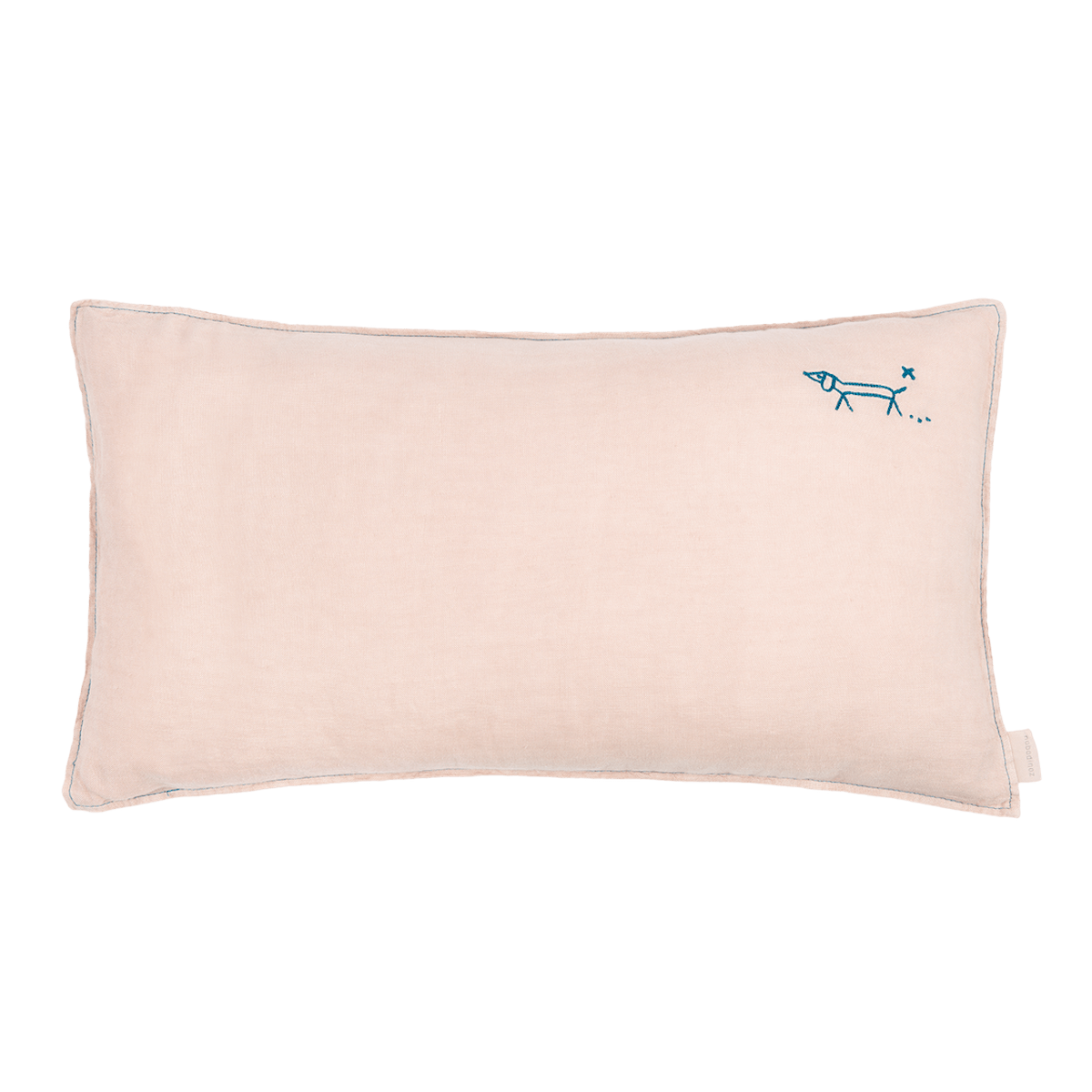 Cojín rectangular 50x30cm FRENCH LINEN Nobodinoz bordado mauve pink