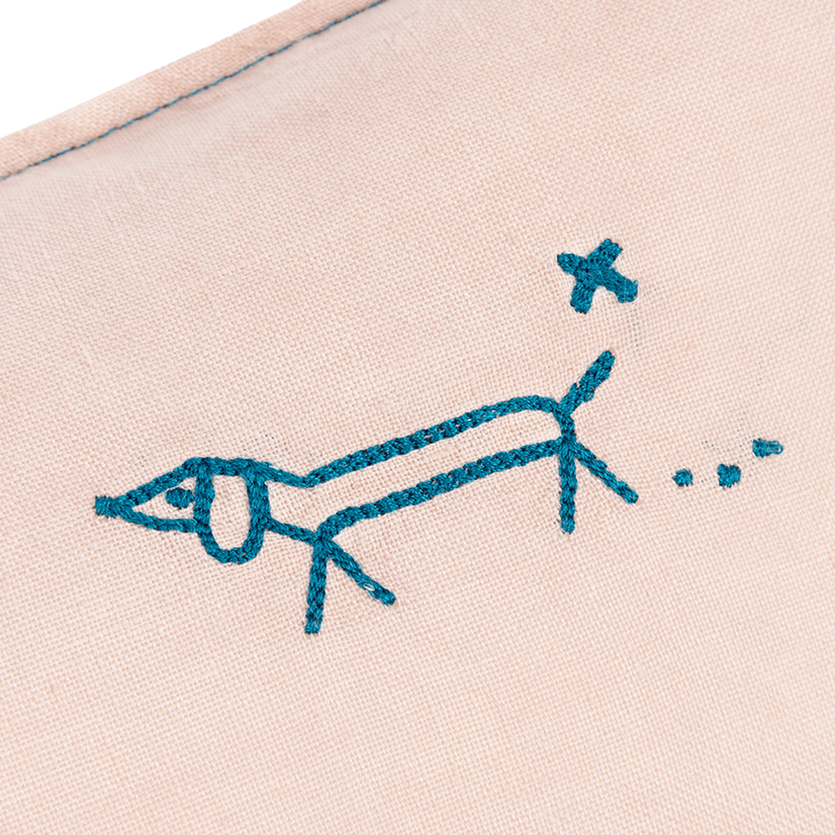 Cojín rectangular 50x30cm FRENCH LINEN Nobodinoz bordado mauve pink