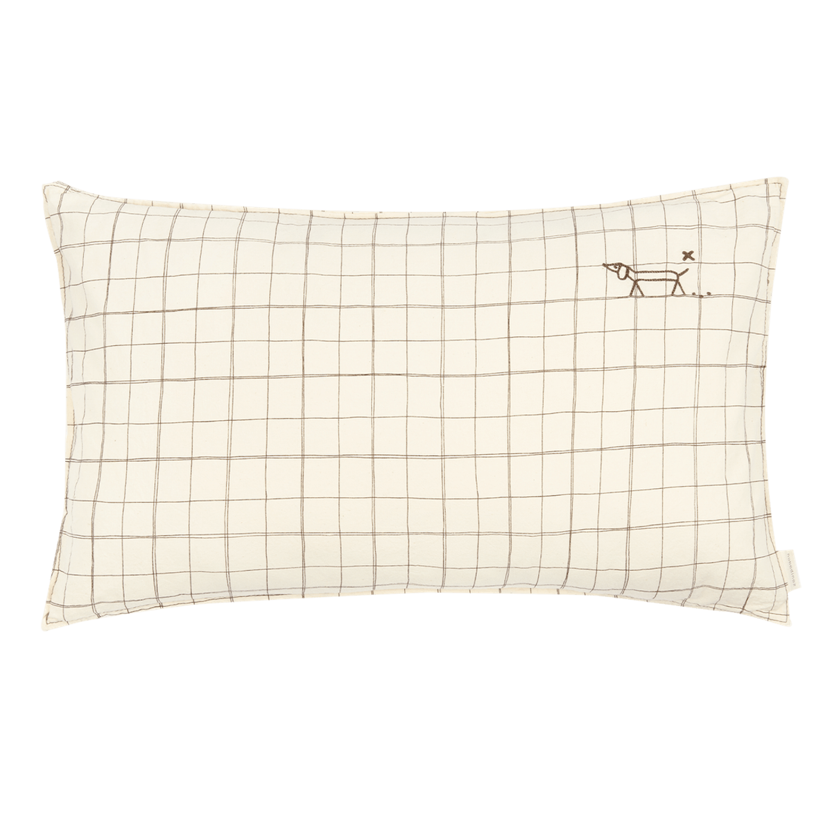 Cojín rectangular 50x30cm FRENCH LINEN Nobodinoz bordado natural grid