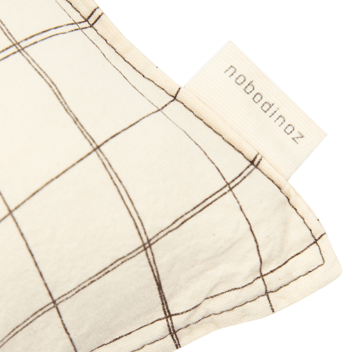 Cojín rectangular 50x30cm FRENCH LINEN Nobodinoz bordado natural grid