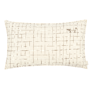 Cojín rectangular 50x30cm FRENCH LINEN Nobodinoz bordado natural grid