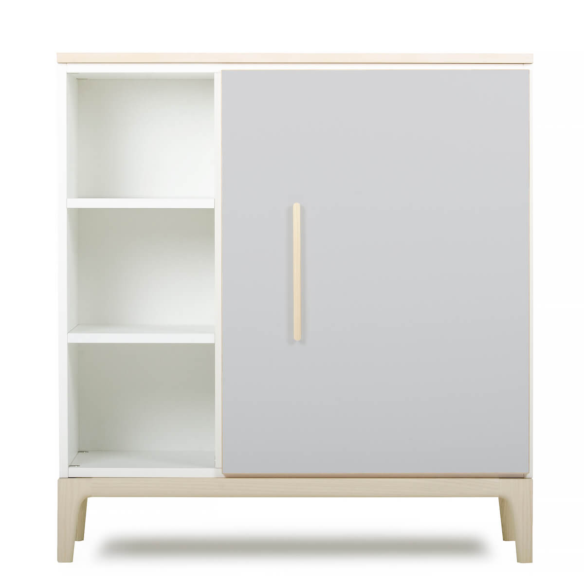 Cómoda 1 puerta 3 huecos NADO Curve acabado fresno manhattan grey
