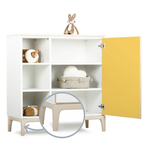 Cómoda 1 puerta 3 huecos NADO Curve acabado fresno sunshine yellow