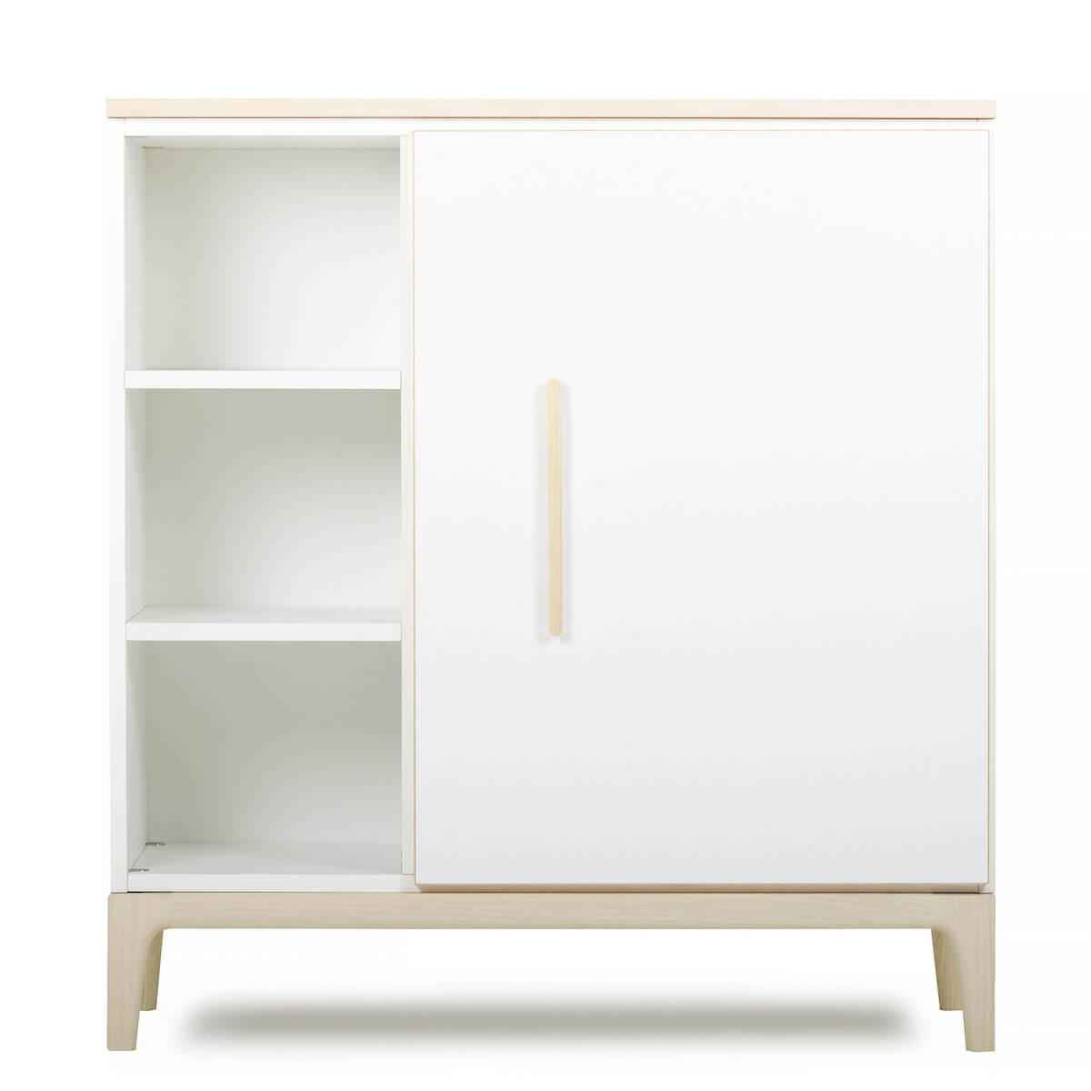 Cómoda 1 puerta 3 huecos NADO Curve acabado fresno white