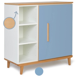 Cómoda 1 puerta 3 huecos NADO Retro acabado haya capri blue