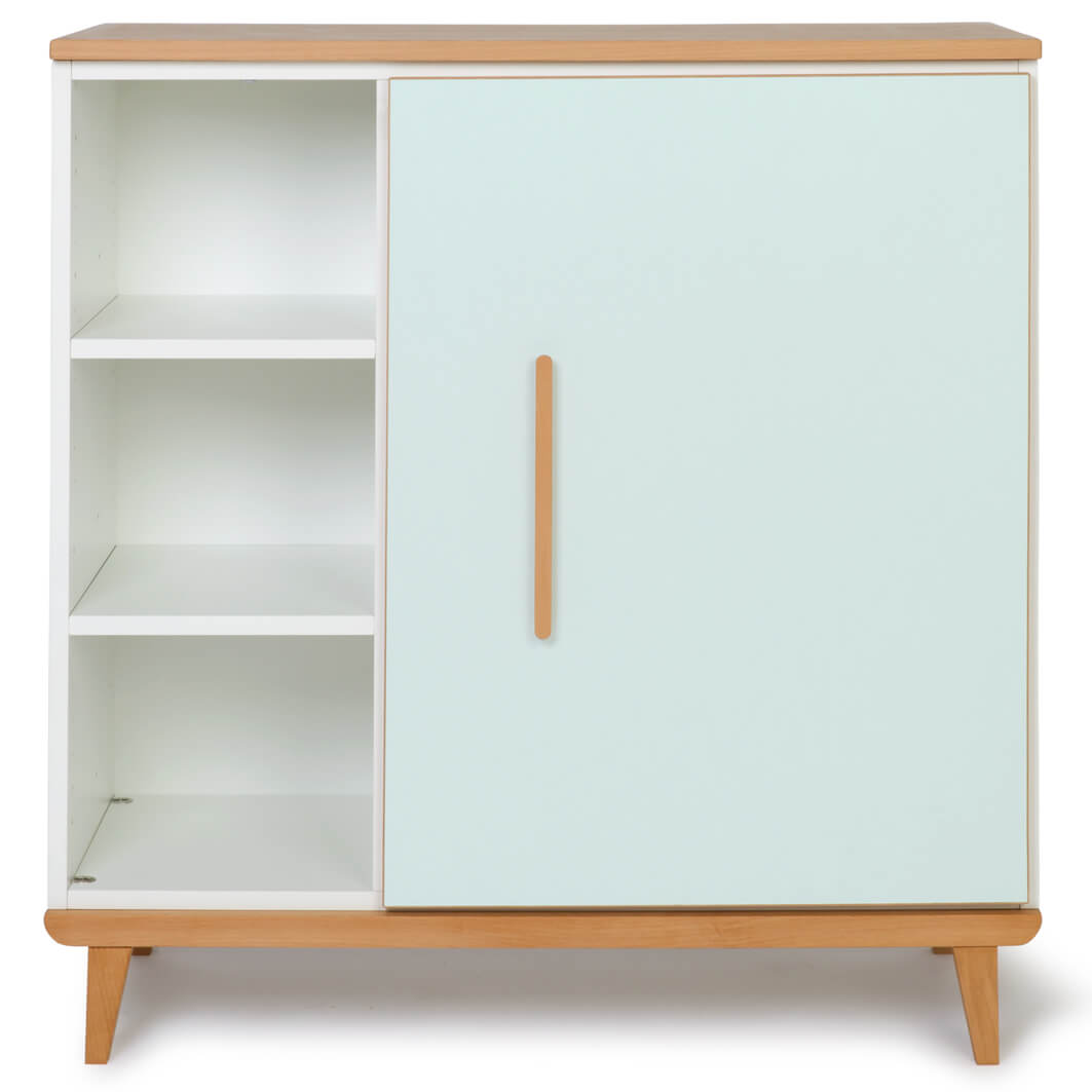 Cómoda 1 puerta 3 huecos NADO Retro acabado haya mint