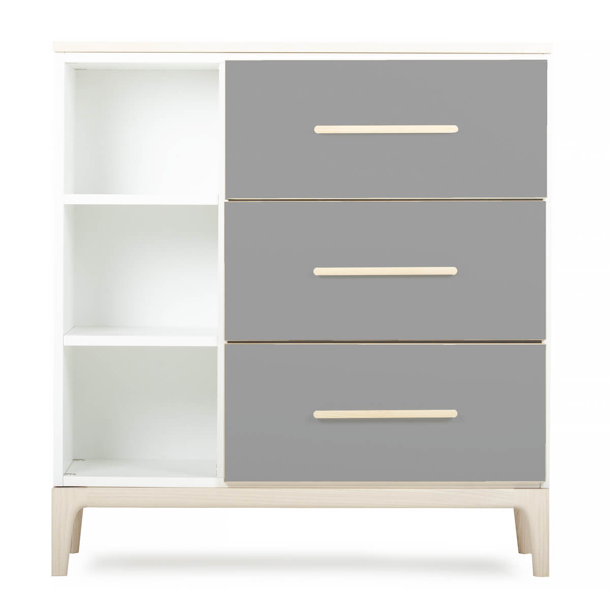 Cómoda 3 cajones 3 huecos NADO Curve acabado fresno slate grey