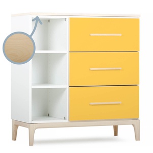 Cómoda 3 cajones 3 huecos NADO Curve acabado fresno sunshine yellow 