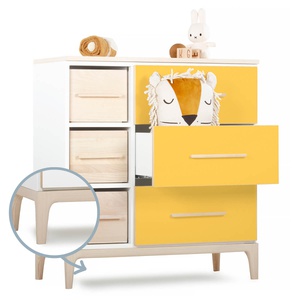 Cómoda 3 cajones 3 huecos NADO Curve acabado fresno sunshine yellow 