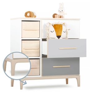 Cómoda 3 cajones 3 huecos NADO Curve acabado fresno white-manhattan grey-slate grey