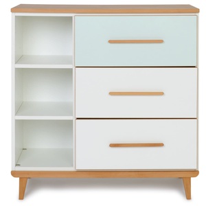 Cómoda 3 cajones 3 huecos NADO Retro acabado haya mint-white