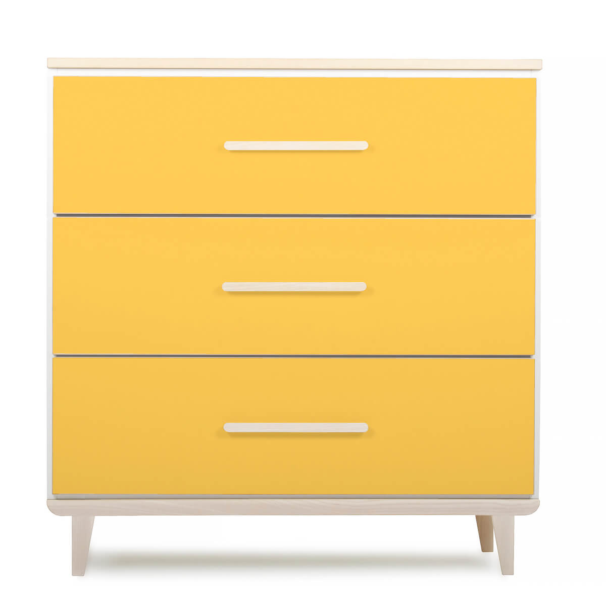 Cómoda 3 cajones NADO Retro acabado fresno ash sunshine yellow