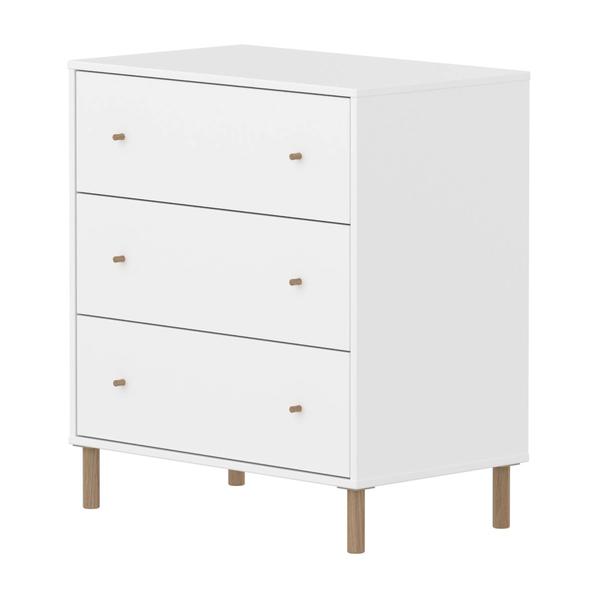 Cómoda 3 cajones-patas SAGA Flexa blanco-roble
