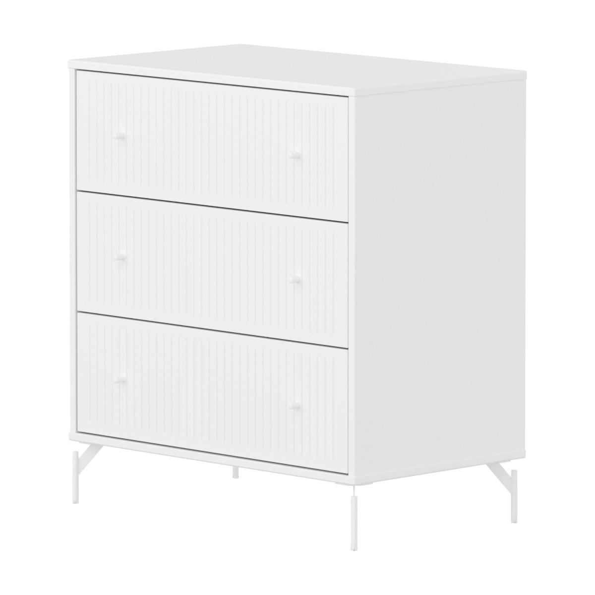 Cómoda 3 cajones ranuras-patas SAGA Flexa blanco-blanco