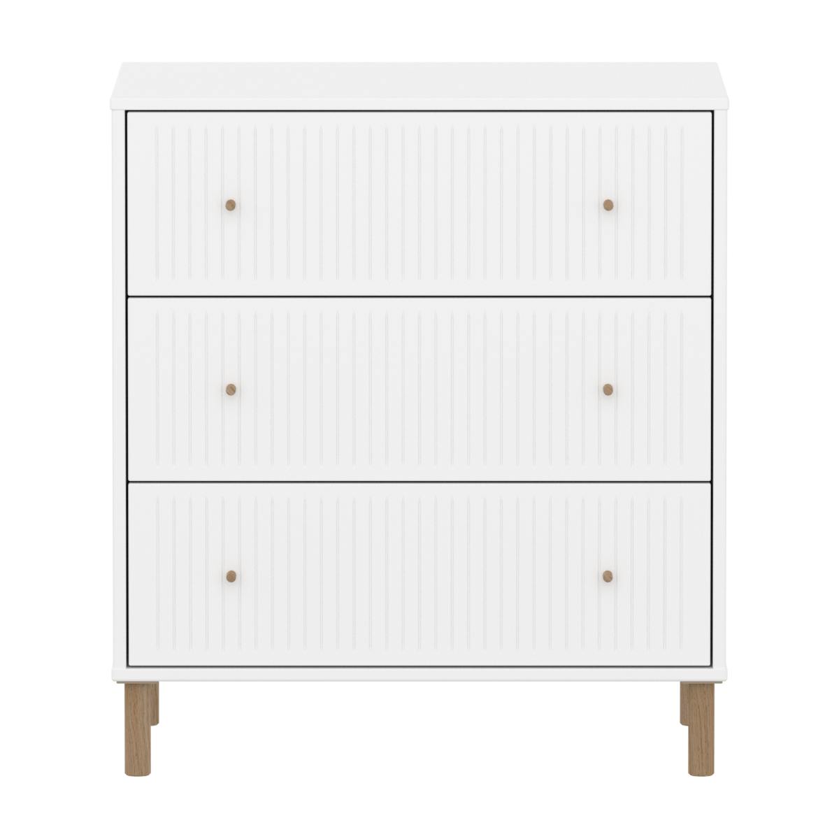 Cómoda 3 cajones ranuras-patas SAGA Flexa blanco-roble