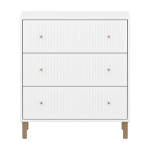 Cómoda 3 cajones ranuras-patas SAGA Flexa blanco-roble