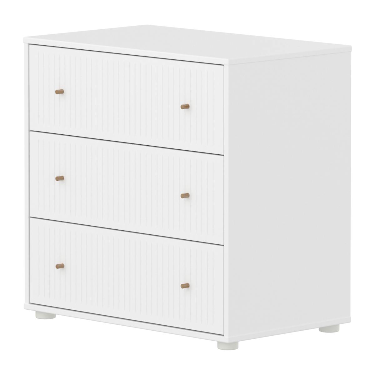 Cómoda 3 cajones ranuras SAGA Flexa blanco-roble