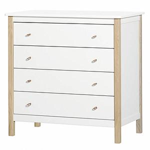 Cómoda 4 cajones WOOD Oliver Furniture blanco-roble