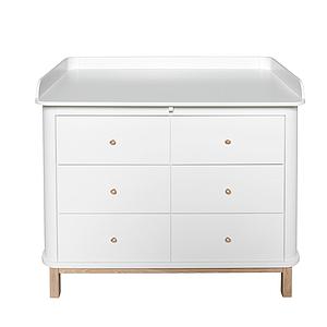 Cómoda 6 cajones cambiador xl WOOD Oliver Furniture blanco-roble