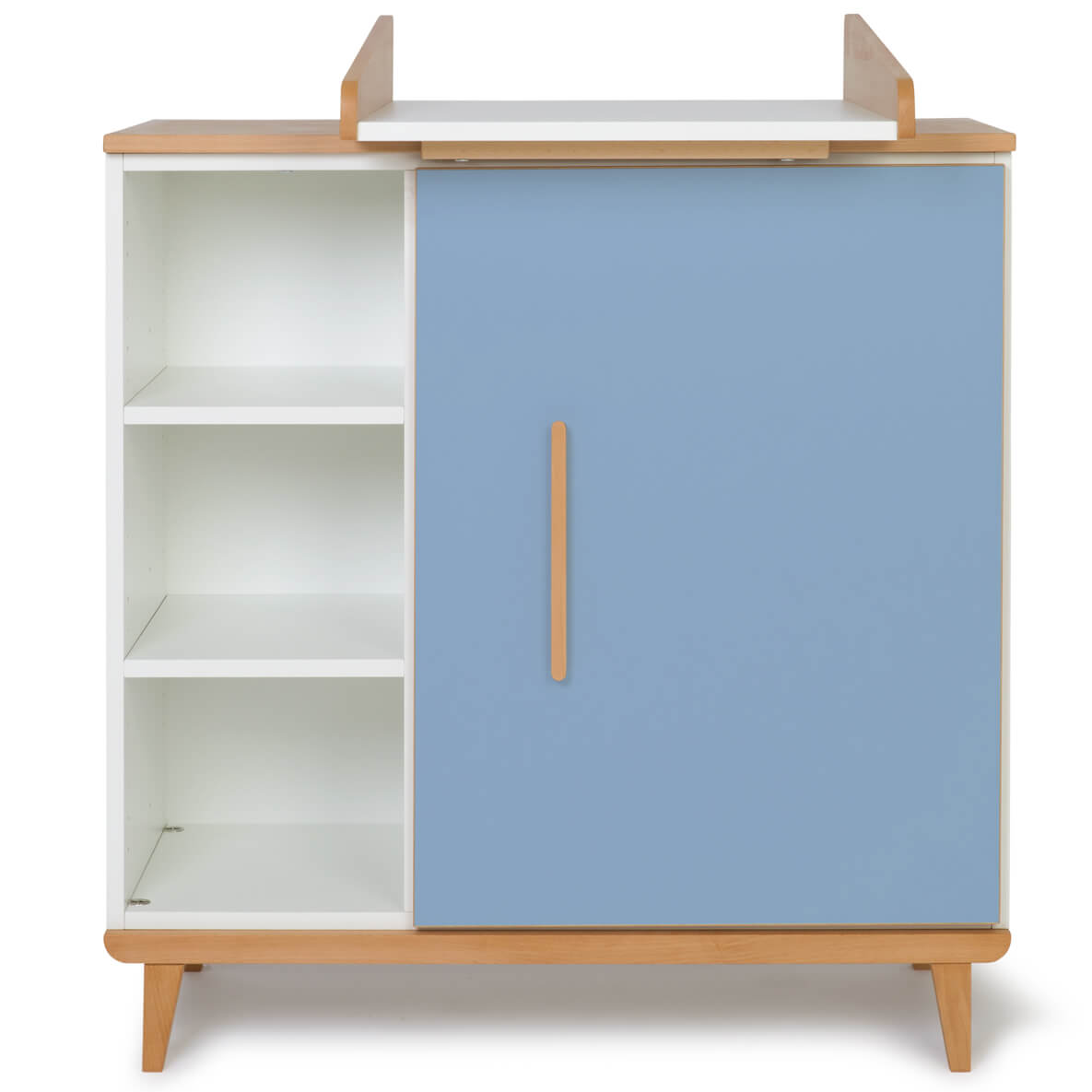 Cómoda cambiador 1 puerta 3 huecos NADO Retro acabado haya capri blue