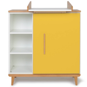 Cómoda cambiador 1 puerta 3 huecos NADO Retro acabado haya sunshine yellow